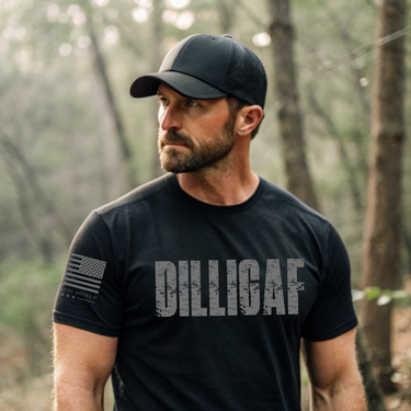 American flag DILLIGAF shirt for fearless patriots